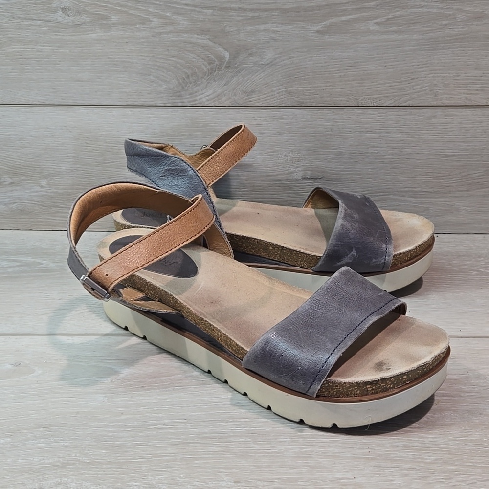 Josef Seibel Women Ankle Leather Platform Sandals shoes sz 42/11